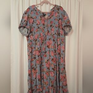 Torrid Blue and Pink Floral Maxi Dress